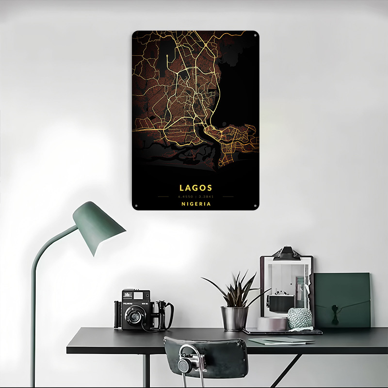 Poster Peta Kota Lagos, Papan  - Gaming Accessories Europe ulasan dan harga